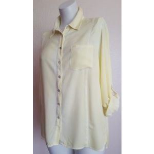 Soft Surroundings Button Down Tunic Shirt Yellow Size L New